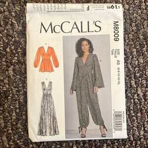 McCalls Jumpsuit Pattern M8009 - Sz A5 (6-8-10-12-14)